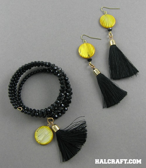 Black and Gold Bracelet and Earring Variation