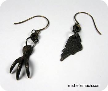 Claw and Wing Earrings by Michelle Mach