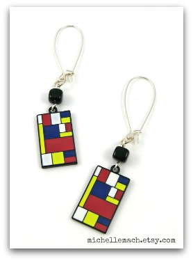 Mondrian Inspired Earrings by Michelle Mach