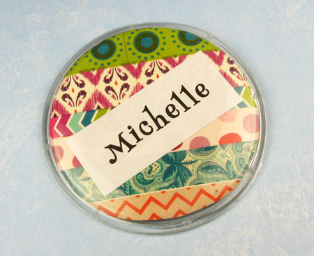 Name tag decorated with washi tape