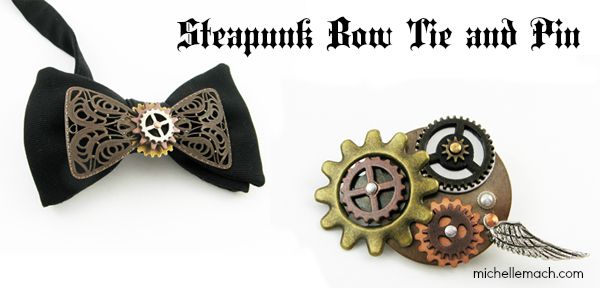 Steampunk Bow Tie and Pin by Michelle Mach