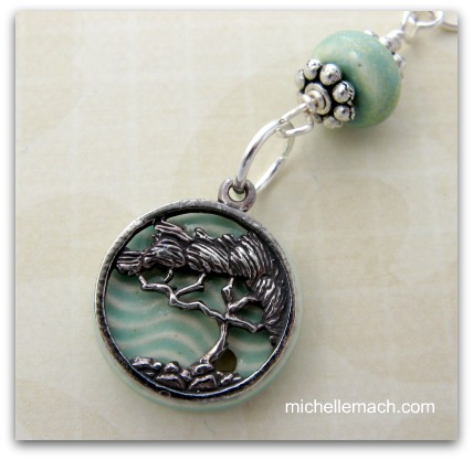 Closeup of Cyprus Tree Necklace by Michelle Mach