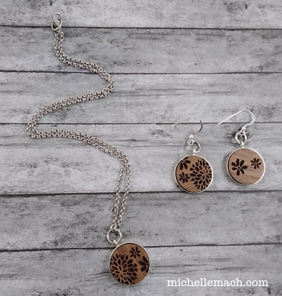 Wood Flower Necklace and Earring Set by Michelle Mach